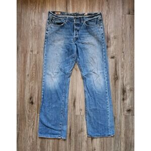 Vintage Abercrombie & Fitch 1892 Jeans Size 36x32 Boot Cut Distressed Button-Fly